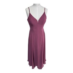 Azazie‎ Mauve Chiffon Spaghetti Strap Gown with Lace Insets Bridesmaid Dress A4